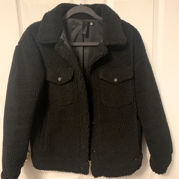Missguided Jackets & Blazers - Missguided black teddy coat